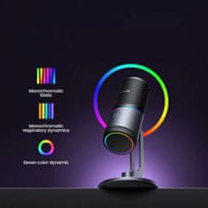 Ugreen Stojni mikrofon za pisalno mizo USB-A RGB LED - srebrni