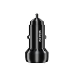 Choetech Avtomobilski polnilnik USB-C USB-A PD 60 W z LED osvetlitvijo, črn