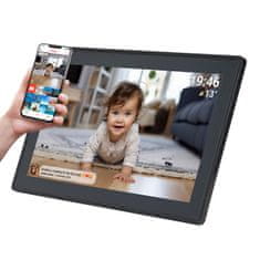 Denver Digitalni okvir 15,6'' 8 GB microSD WiFi zvočnik MP4 AVI Frameo PFF-1514B – črn