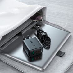 AceFast 2v1 Mrežni polnilnik 2x USB-C USB 65W + kabel USB-C črn