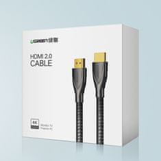 Ugreen Trpežni HDMI 2.0 4K 60Hz kabel v pletenem ovoju, 1 m, siv
