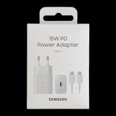 Samsung USB-C omrežni polnilnik 15 W PD AFC + USB-C kabel, bel