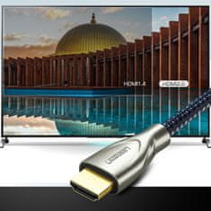 Ugreen Trpežni HDMI 2.0 4K 60Hz kabel v pletenem ovoju, 1 m, siv