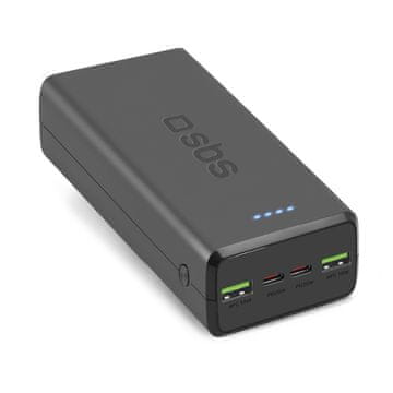 SBS Powerbank 30000 mAh USB-C USB-A - črn