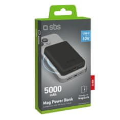 SBS Brezžični powerbank 5000 mAh USB-C MagSafe - črn
