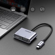 Ugreen USB-C razdelilnik - HDMI / VGA / USB-A 3.0 / USB-C PD - siv