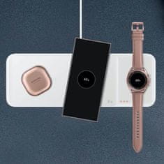 Samsung 3v1 Samsung Trio indukcijski omrežni polnilnik za telefon / Galaxy Watch / Buds - bel