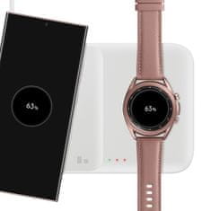 Samsung 3v1 Samsung Trio indukcijski omrežni polnilnik za telefon / Galaxy Watch / Buds - bel