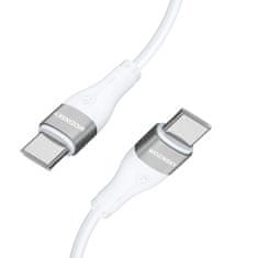 WOZINSKY Trajni, prožen kabel USB-C - USB-C PD 65 W, 1 m, bel