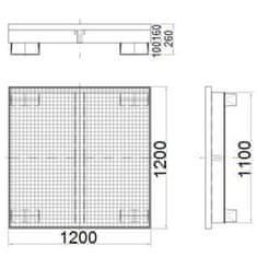 Meva Kovinska zbiralna kad za 4 sodi 200 l 120 x 120 cm