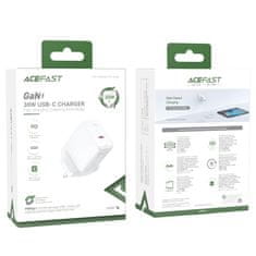 AceFast Mrežni polnilnik GaN USB-C 30 W Q3 3.0 AFC FCP vtič UK bel