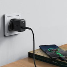 AceFast Mrežni polnilnik GaN USB-C 30 W Q3 3.0 AFC FCP vtič UK bel