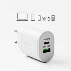 SBS Mrežni polnilnik Power Delivery USB-A USB-C 20 W – bel