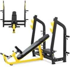 Gymrex Klopa za trening, poševna klopa za barbell za iztegovanje glave navzgor, črno-rumena