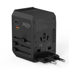 Choetech Univerzalni potovalni polnilnik 2x USB-C 2x USB-A PD 45W vtičnice ZDA EU UK AU črna
