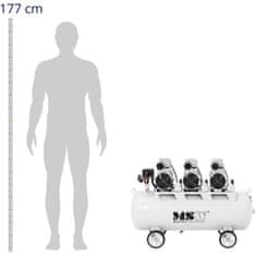 MSW Brezoljni kompresor, zračna kompresor 65 litrov, 4–7 bar, 3x750 W