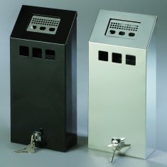 Meva Nastavljiv pepelnik na steno z izvlečnim posodom, zaklenljiv s ključem, črn, 1,5 l