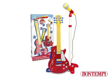 Bontempi Rock kitara s stojalom z mikrofonom 22,5 x 22,5 x 112 cm