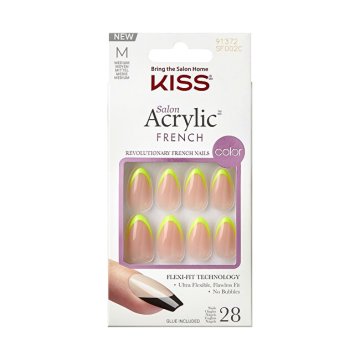 KISS Nalepljivi nohti Salon akrilnih nohtov francoske barve - Hype 28 kosov