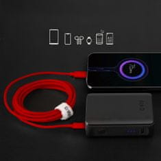 SBS Kabel USB-C s pletenim ovojem, 60 W, 1,5 m – rdeč