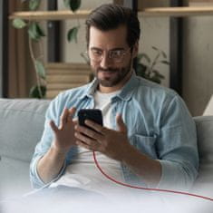 SBS Kabel USB-C s pletenim ovojem, 60 W, 1,5 m – rdeč