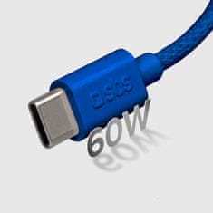 SBS Kabel USB-C - USB-C 60 W, 1,5 m, pleten, modri
