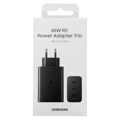 Samsung Mrežni polnilnik 2x USB-C in 1x USB PPS PD 65W QC 3.0 AFC FCP črn