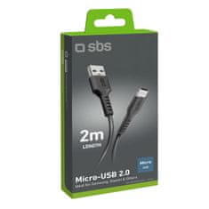 SBS Kabel USB-A - Micro-USB 2 m - črn