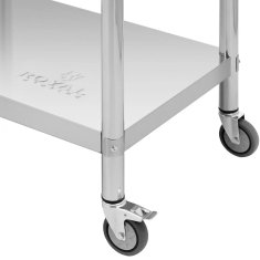 Royal Catering Delovni pult ob steni z robom na kolesih, 2 ravni, 60 x 80 cm, JEKLO