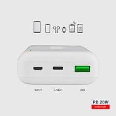 SBS Powerbank 20000 mAh PD MicroUSB USB-C USB-A 20W - bela