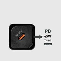 SBS Mrežni polnilnik Power Delivery GaN USB-C 45 W – črn