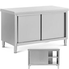 Royal Catering Delovni pult s prehodno omarico STAL 140 x 70 cm