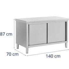 Royal Catering Delovni pult s prehodno omarico STAL 140 x 70 cm