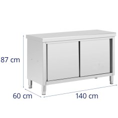 Royal Catering Delovni pult s prehodno omarico STAL 140 x 60 cm