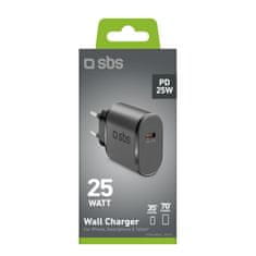 SBS Mrežni polnilnik Power Delivery USB-C 25 W – črn
