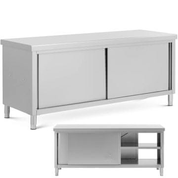 Royal Catering Delovni pult s prehodno omarico STAL 200 x 70 cm