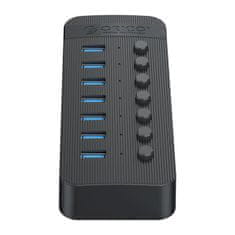 Orico Hub CT2U3-7AB s 7 stikali USB-A - črn
