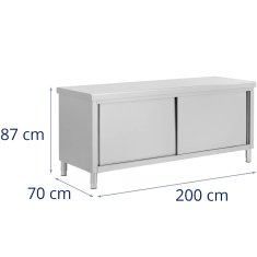 Royal Catering Delovni pult s prehodno omarico STAL 200 x 70 cm