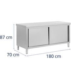 Royal Catering Delovni pult s prehodno omarico STAL 180 x 70 cm