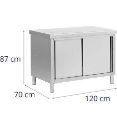 Royal Catering Delovni pult s prehodno omarico STAL 120 x 70 cm