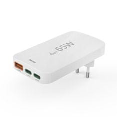 Hama Zložljiv omrežni polnilnik GaN USB-C USB-A 65 W – bel