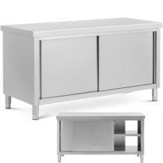 Royal Catering Delovni pult s prehodno omarico STAL 160 x 70 cm