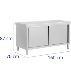 Royal Catering Delovni pult s prehodno omarico STAL 160 x 70 cm