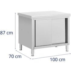 Royal Catering Delovni pult s prehodno omarico STAL 100 x 70 cm