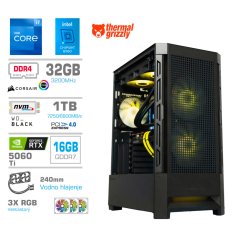 MEGA Računalnik MT S8 i7-12700K/RTX5060Ti-16GB/32GB/1TB-4.0/750W/Brez OS/črna RGB + Estetski napajalni kabli [Rumena / Črna]