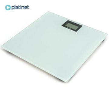 Platinet OBS osebna tehtnica, AUTO vklop / izklop, LCD zaslon, max. 180 kg, kaljeno steklo, bela