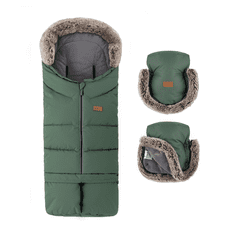 Petite&Mars Arctic 4v1 Zimski fuzzy komplet + krznene rokavice Veritable Khaki
