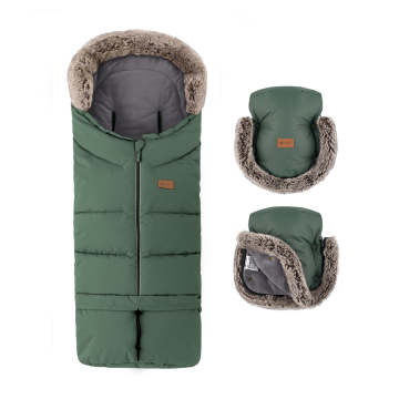 Petite&Mars Arctic 4v1 Zimski fuzzy komplet + krznene rokavice Veritable Khaki