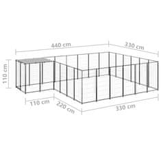 Vidaxl Pasji boks črn 12,1 m² jeklo