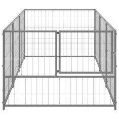 Vidaxl Pasji boks srebrn 3 m² jeklo